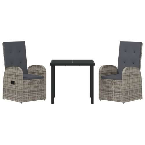 set od 3 dijela vrtne blagovaonske garniture s jastučićima - sivi poli ratan Cijena