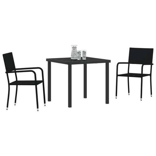 3-dijelni set vrtnih stolica crni poli ratan Cijena
