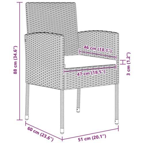 set za objedovanje u vrtu s 5 dijelova s jastučićima, crni poli ratan Cijena
