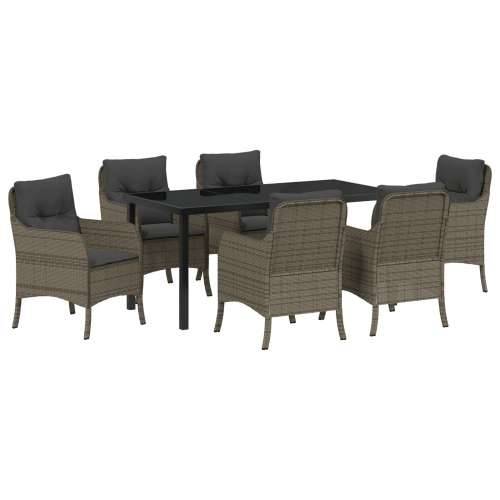 set od 7 vrtnih stolica s jastučićima siva poli rattan Cijena