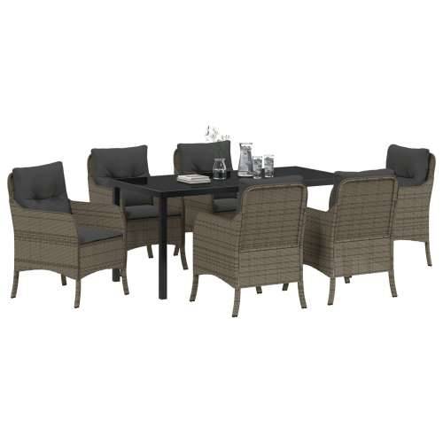 set od 7 vrtnih stolica s jastučićima siva poli rattan Cijena