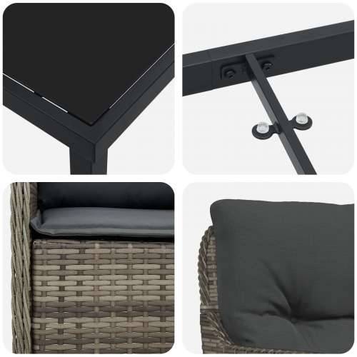 set od 7 vrtnih stolica s jastučićima siva poli rattan Cijena