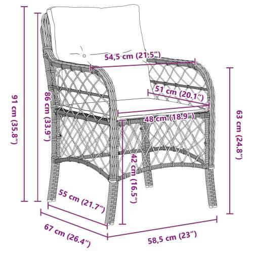 5-dijelni vrtni set za objedovanje s jastučićima - Bež poli rattan Cijena