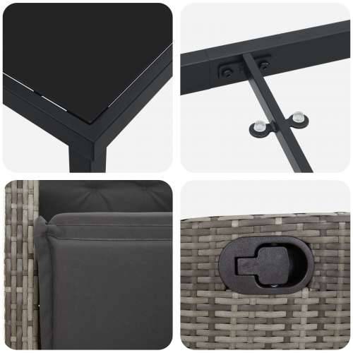 Set vrtne blagovaonice od 3 dijela Siva Poly Ratan Cijena