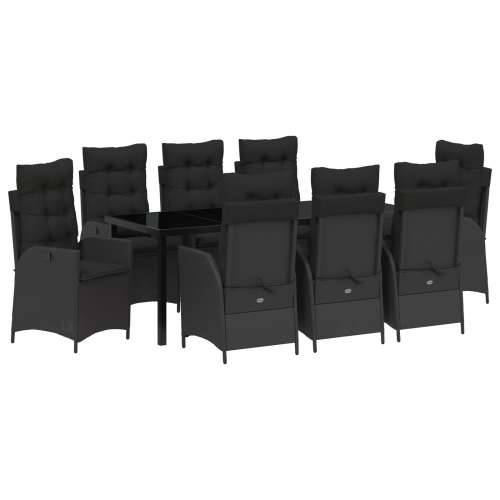 9 dijelni vrtni dining set s jastučićima Crni poli ratan Cijena