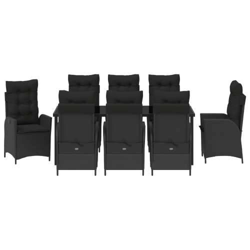 9 dijelni vrtni dining set s jastučićima Crni poli ratan Cijena
