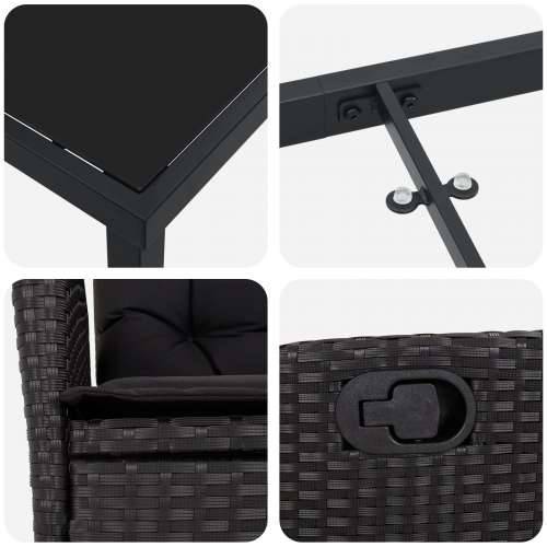 9 dijelni vrtni dining set s jastučićima Crni poli ratan Cijena