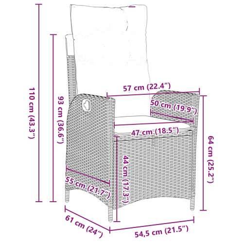 9 dijelni vrtni dining set s jastučićima Crni poli ratan Cijena