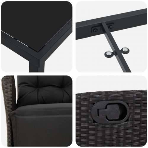 Set od 5 komada vrtne blagovaonice Crni poli rattan Cijena