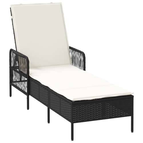 ležaljka na suncu crna i krem bijela PE ratan 157 x 55 x 92 cm Cijena