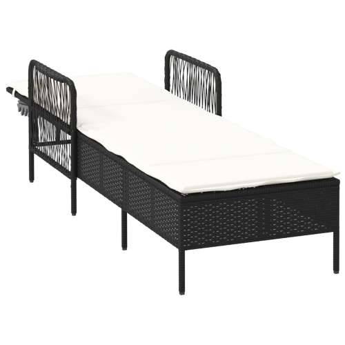 ležaljka na suncu crna i krem bijela PE ratan 157 x 55 x 92 cm Cijena