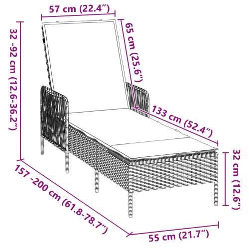 Ležaljka na suncu Smeđa i krem bijela PE Ratan 157 x 55 x 92 cm Cijena