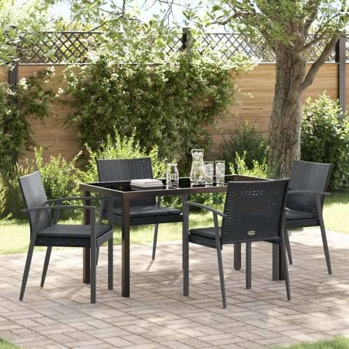Set od 3 Crna PE ratan, čelik 56.5x57x83 cm Izdržljivo Cijena