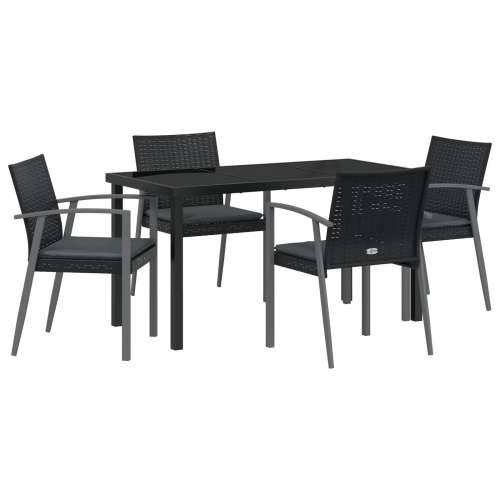 Set od 3 Crna PE ratan, čelik 56.5x57x83 cm Izdržljivo Cijena