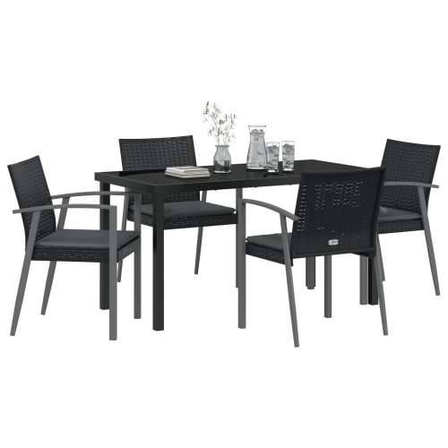 Set od 3 Crna PE ratan, čelik 56.5x57x83 cm Izdržljivo Cijena