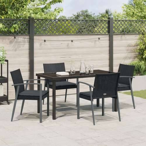Set od 3 Crna PE ratan, čelik 56.5x57x83 cm Izdržljivo Cijena