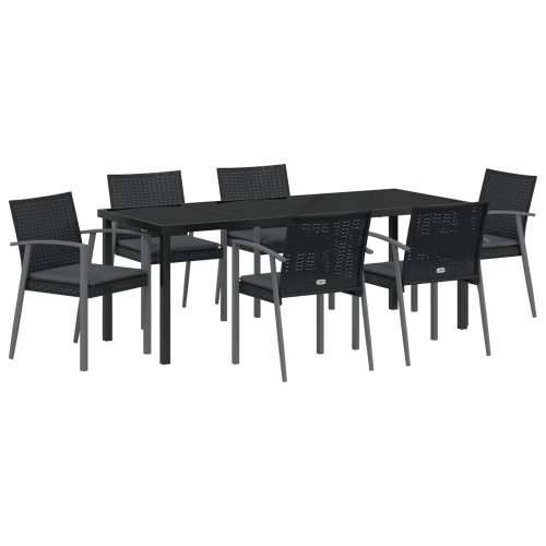 Set od 4 Crna PE ratan 56.5x57x83 cm Izdržljivo Vrtna stolica Cijena
