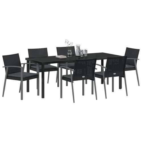 Set od 4 Crna PE ratan 56.5x57x83 cm Izdržljivo Vrtna stolica Cijena