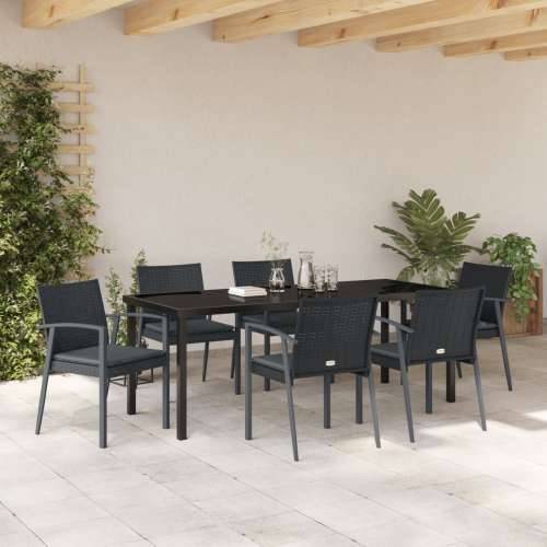Set od 4 Crna PE ratan 56.5x57x83 cm Izdržljivo Vrtna stolica Cijena