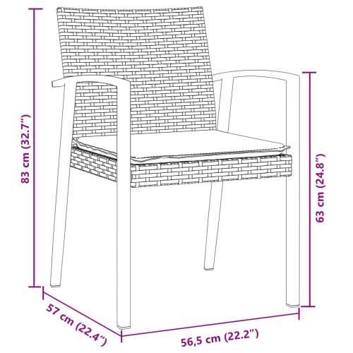 Set od 4 Crna PE ratan 56.5x57x83 cm Izdržljivo Vrtna stolica Cijena