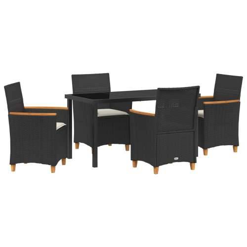 set od 5 vrtnih blagovaonskih stolica s jastučićima crnog poli ratana Cijena