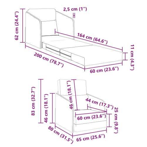 sofa krevet 2-u-1 tamno siva 65x80x83 cm baršun Cijena
