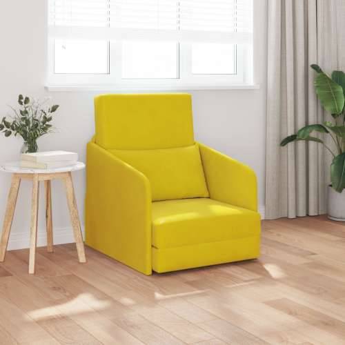 fotelja na podu 2-u-1 Žuta 65x80x83 cm Velur Cijena