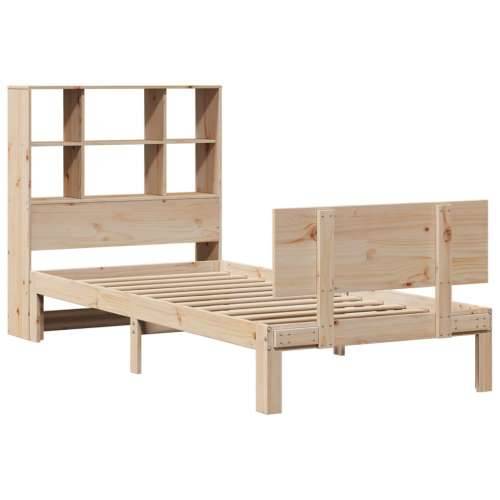 Krevet s regalom za knjige bez madraca 90x200 cm od borovine - Prirodna 90 x 200 cm Cijena