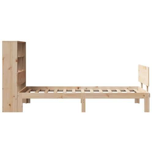 Krevet s regalom za knjige bez madraca 90x200 cm od borovine - Prirodna 90 x 200 cm Cijena