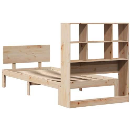 Krevet s regalom za knjige bez madraca 90x200 cm od borovine - Prirodna 90 x 200 cm Cijena