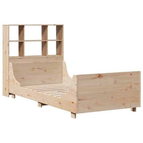 Krevet s regalom za knjige bez madraca 90x190 cm masivno drvo - Smeđa 90 x 190 cm Cijena