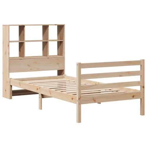 Krevet s regalom za knjige bez madraca 90x190 cm od borovine - Prirodna 90 x 190 cm Cijena