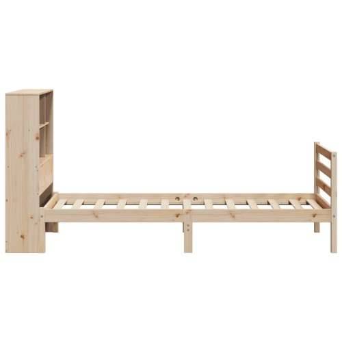 Krevet s regalom za knjige bez madraca 90x190 cm od borovine - Prirodna 90 x 190 cm Cijena
