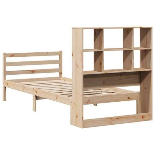 Krevet s regalom za knjige bez madraca 90x190 cm od borovine - Prirodna 90 x 190 cm Cijena