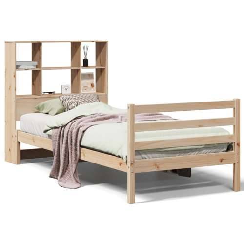 Krevet s regalom za knjige bez madraca 90x200 cm od borovine - Prirodna 90 x 200 cm Cijena