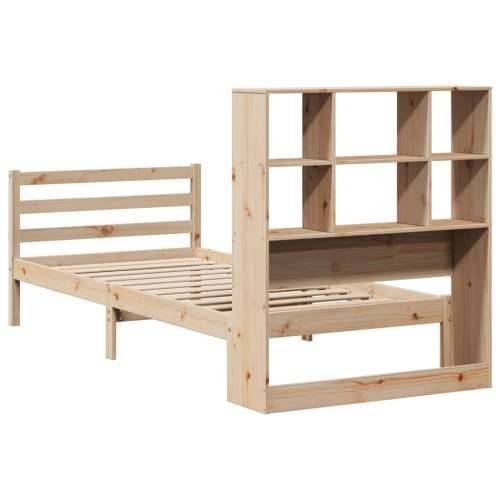 Krevet s regalom za knjige bez madraca 90x200 cm od borovine - Prirodna 90 x 200 cm Cijena