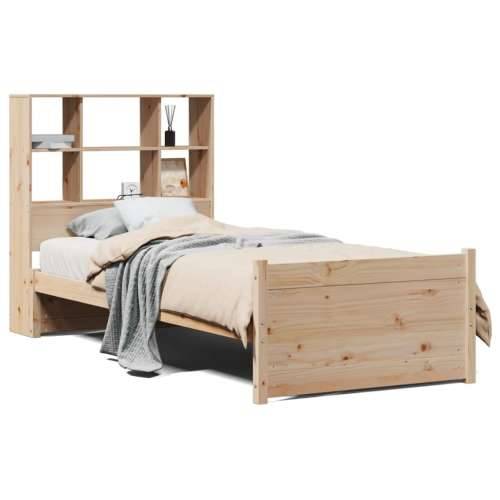 Krevet s regalom za knjige bez madraca 90x200 cm od borovine - Prirodna 90 x 200 cm Cijena