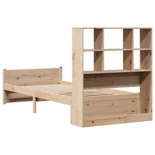 Krevet s regalom za knjige bez madraca 90x200 cm od borovine - Prirodna 90 x 200 cm Cijena