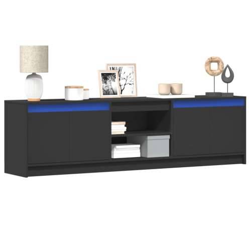 TV ormarić s LED svjetlima crni 180x34x50 cm konstruirano drvo - Crna 1 180 cm Cijena