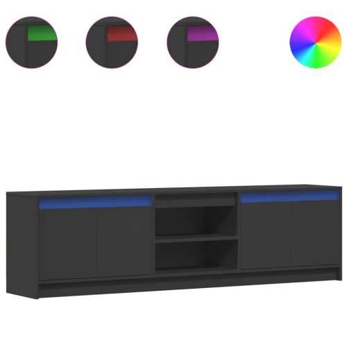 TV ormarić s LED svjetlima crni 180x34x50 cm konstruirano drvo - Crna 1 180 cm Cijena