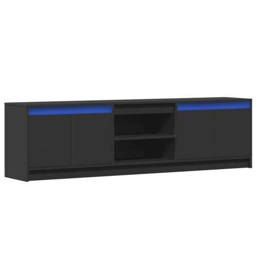 TV ormarić s LED svjetlima crni 180x34x50 cm konstruirano drvo - Crna 1 180 cm Cijena
