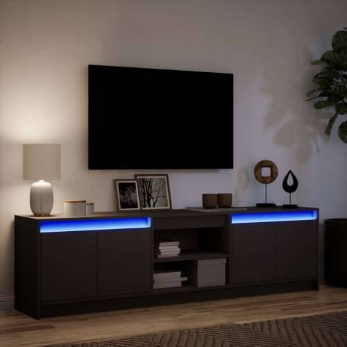 TV ormarić s LED svjetlima crni 180x34x50 cm konstruirano drvo - Crna 1 180 cm Cijena