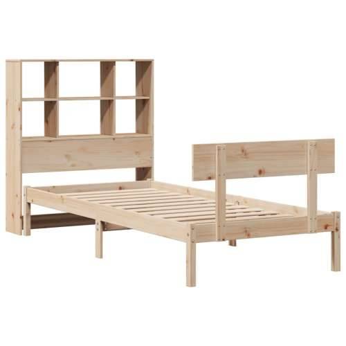 Krevet s regalom za knjige bez madraca 90x200 cm od borovine - Prirodna 90 x 200 cm Cijena
