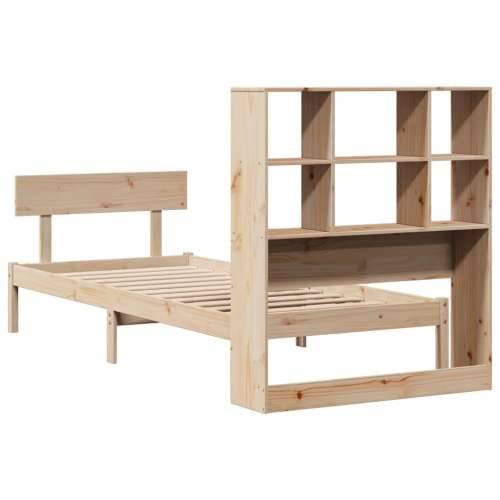 Krevet s regalom za knjige bez madraca 90x200 cm od borovine - Prirodna 90 x 200 cm Cijena