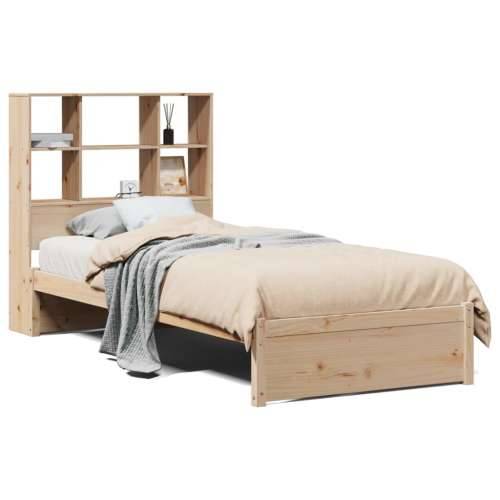 Krevet s regalom za knjige bez madraca 90x200 cm od borovine - Prirodna 90 x 200 cm Cijena