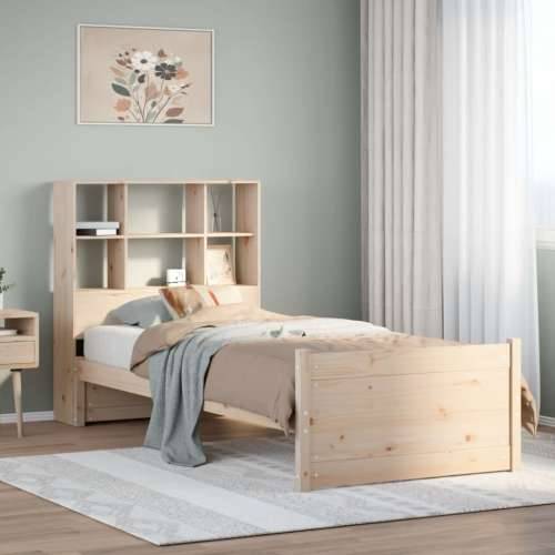 Krevet s regalom za knjige bez madraca 90x190 cm od borovine - Prirodna 90 x 190 cm Cijena