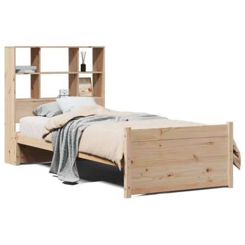 Krevet s regalom za knjige bez madraca 90x190 cm od borovine - Prirodna 90 x 190 cm Cijena