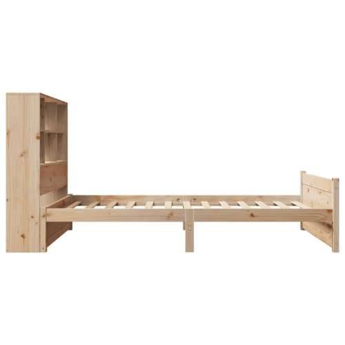 Krevet s regalom za knjige bez madraca 90x190 cm od borovine - Prirodna 90 x 190 cm Cijena