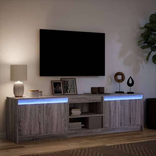 TV ormarić s LED svjetlima boja hrasta 180x34x50 cm drveni - Sivi hrast sonoma 1 180 cm Cijena