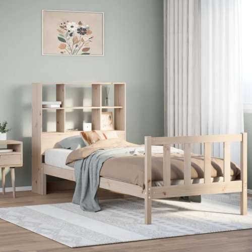 Krevet s regalom za knjige bez madraca 90x200 cm od borovine - Prirodna 90 x 200 cm Cijena